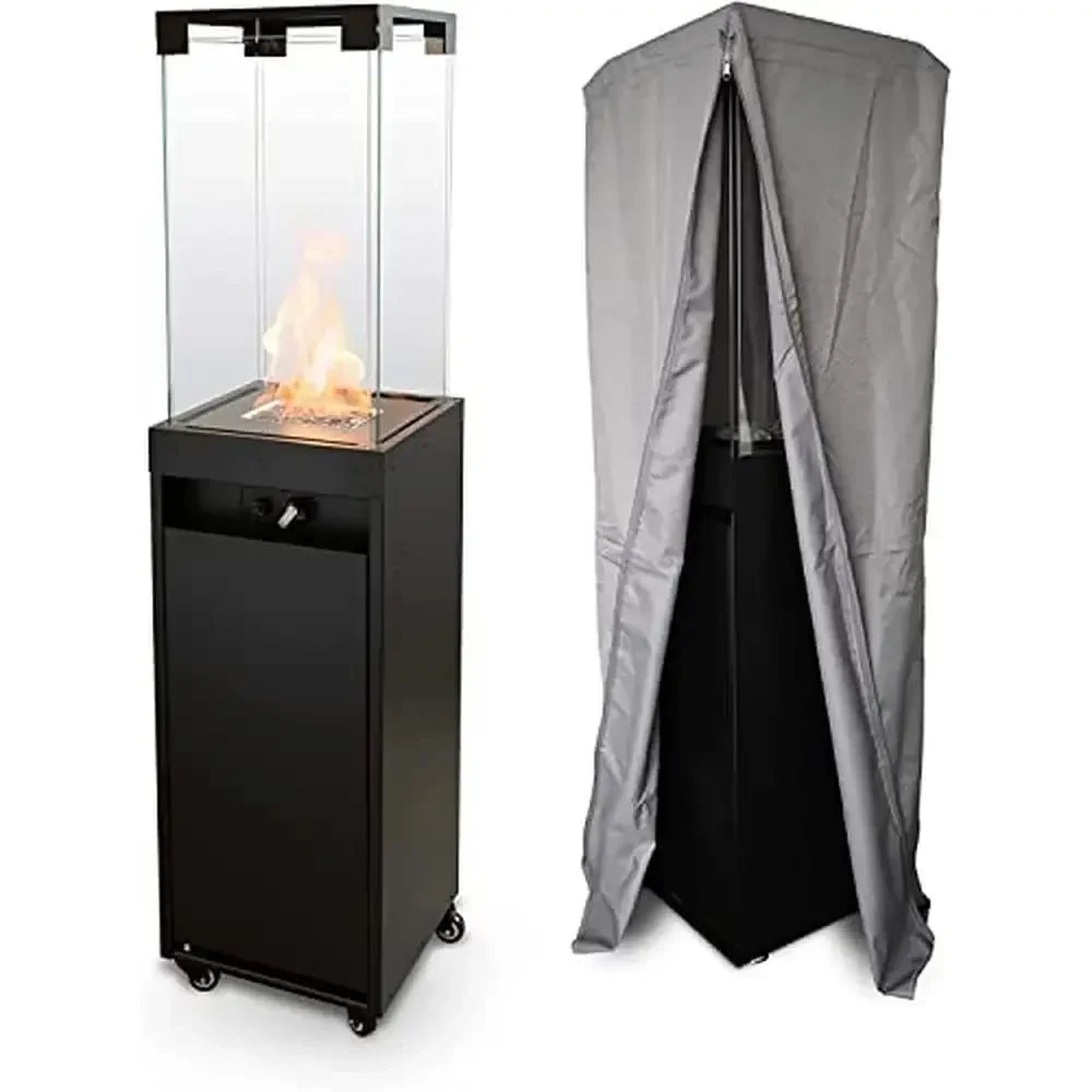 XMSJ Outdoor Propane Fire Column Heater 41K BTU with Regulator and Wheels Smokeless 360 Degree Flame Patio Fireplace