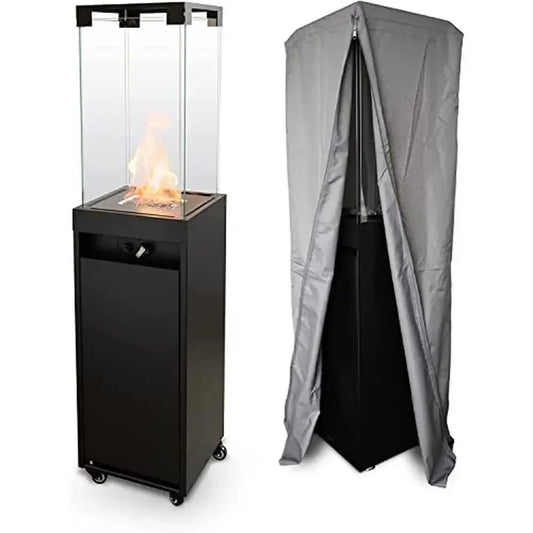 XMSJ Outdoor Propane Fire Column Heater 41K BTU with Regulator and Wheels Smokeless 360 Degree Flame Patio Fireplace