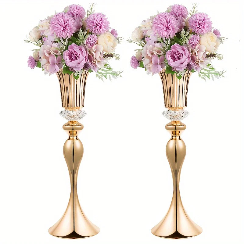 Function Crystal Flower Stands Set Metal Centerpiece Vases