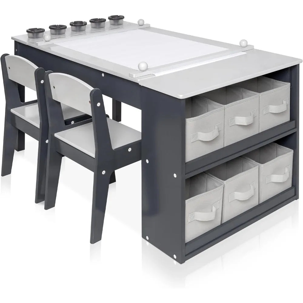 High-concerned Kids Art Table And Chair Set 2-in-1 Easel