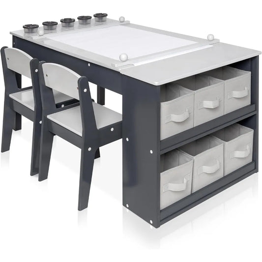 High-concerned Kids Art Table And Chair Set 2-in-1 Easel