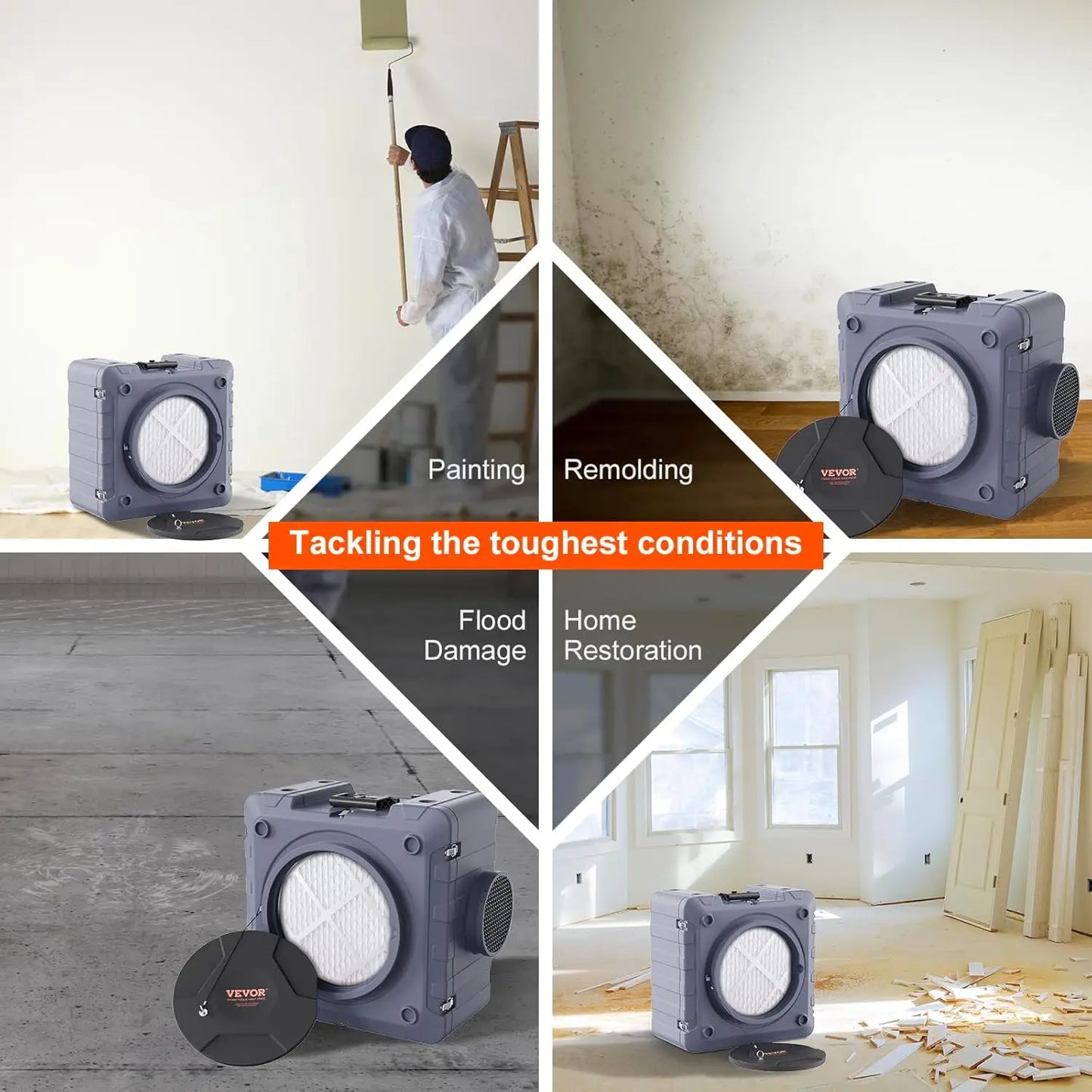 New-Air Scrubber 3-Stage Filtration Stackable Negative Air Machine 800 CFM
