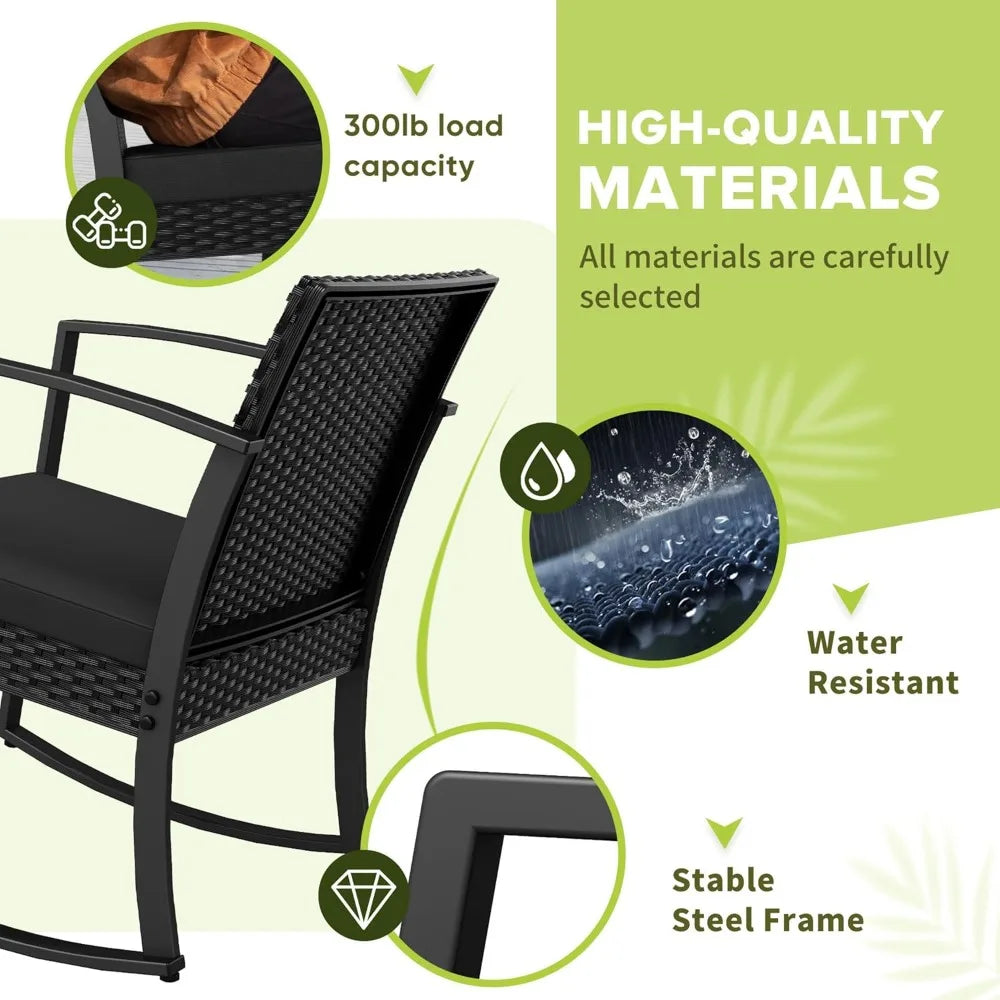 Durable Weatherproofed Resin Outdoor Patio Bistro Set ThreePiece Cushioned Chairs