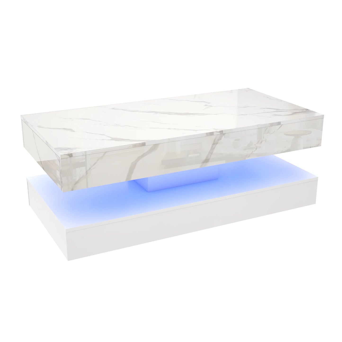 QiaoShiRen PremiumElite Multifunctional LED Coffee Table With Double Layer Drawers