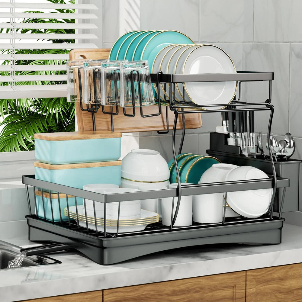 Hign-concerned Ultra TwoTier DishDryingRack For KitchenCountertop Removable LargeCapacity