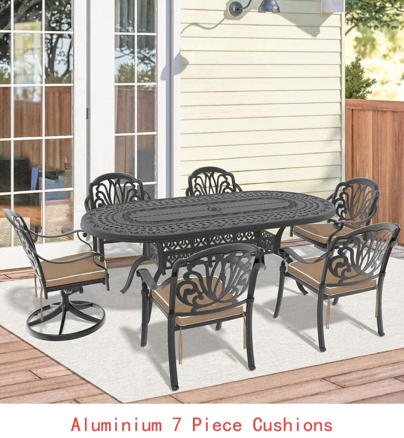 General Use WeatherResistantDurable 9Piece CastAluminum OutdoorPatio Furniture Set Collection