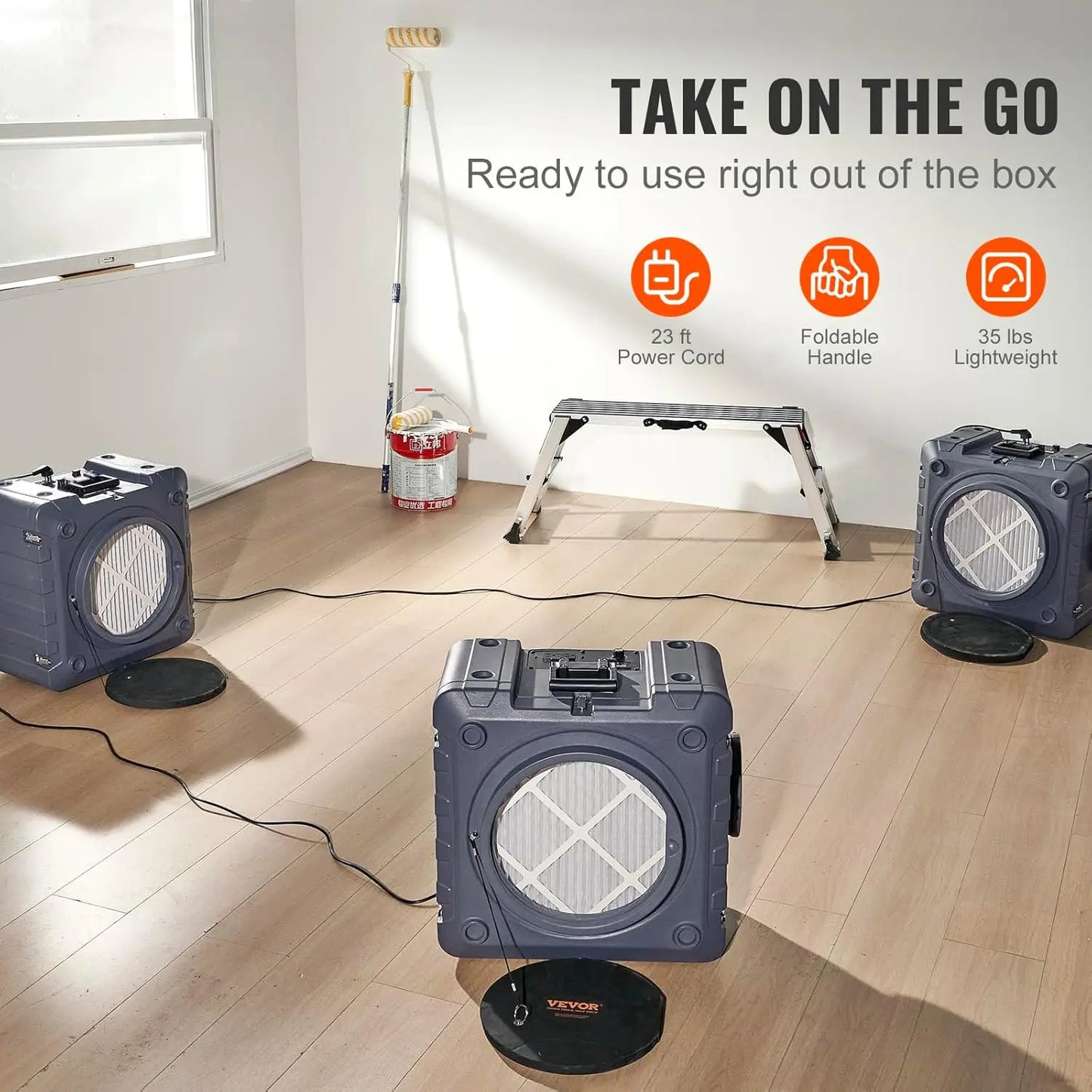 New-Air Scrubber 3-Stage Filtration Stackable Negative Air Machine 800 CFM