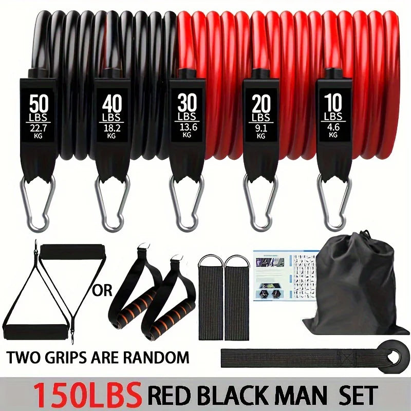 Resistance Bands Set 250lbs With Door Anchor Handles Ankle Straps Carry Bag