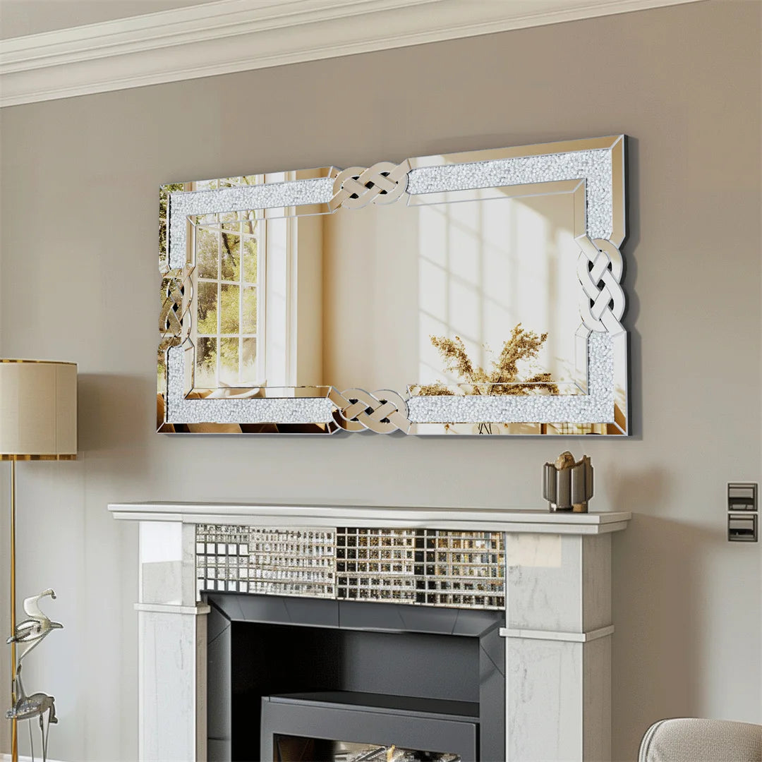 LUVODI Crush Diamonds Inlay Wall Mirror Decorative For Living Rooms
