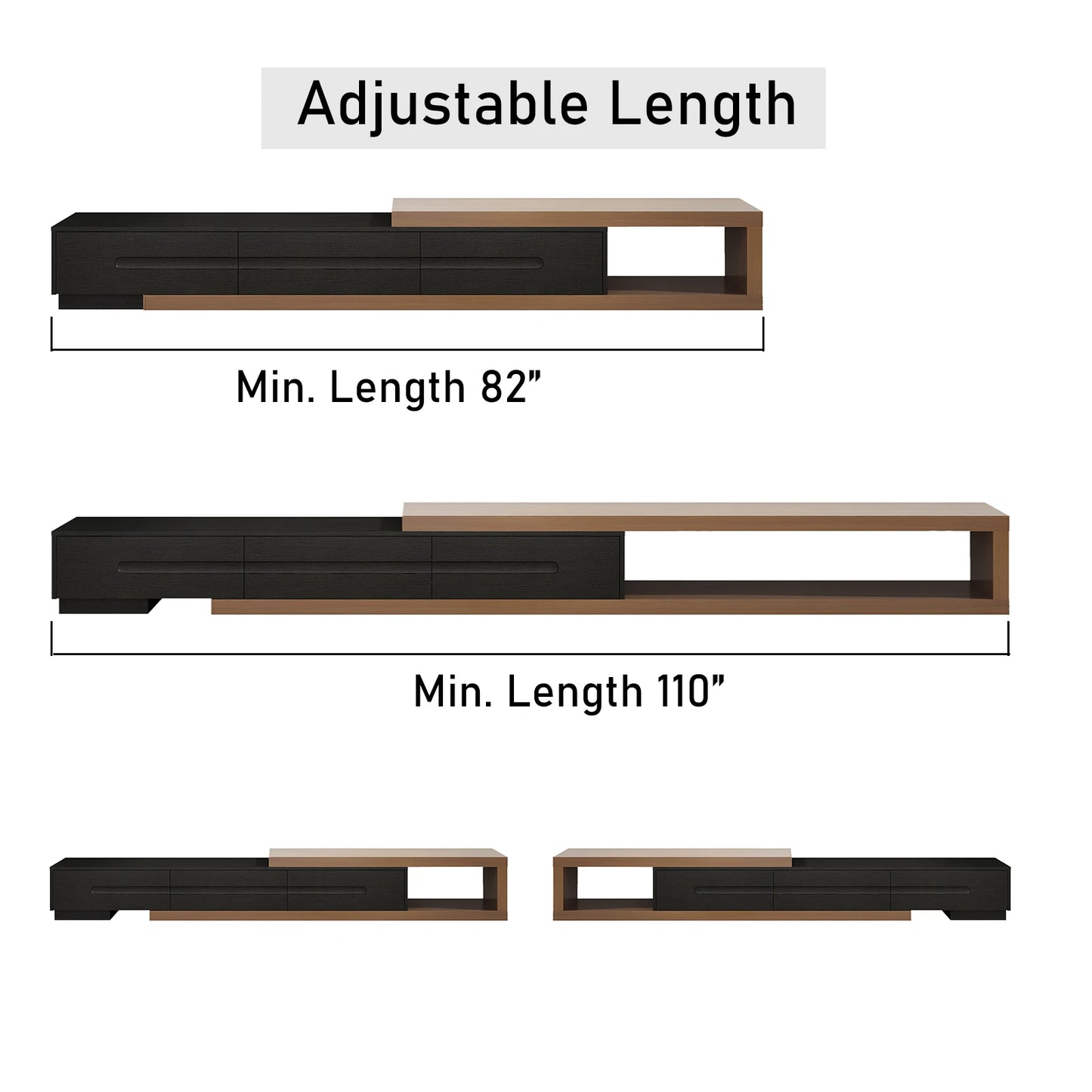 QiaoShiRen Extendable TV Stand With Wood Media Console