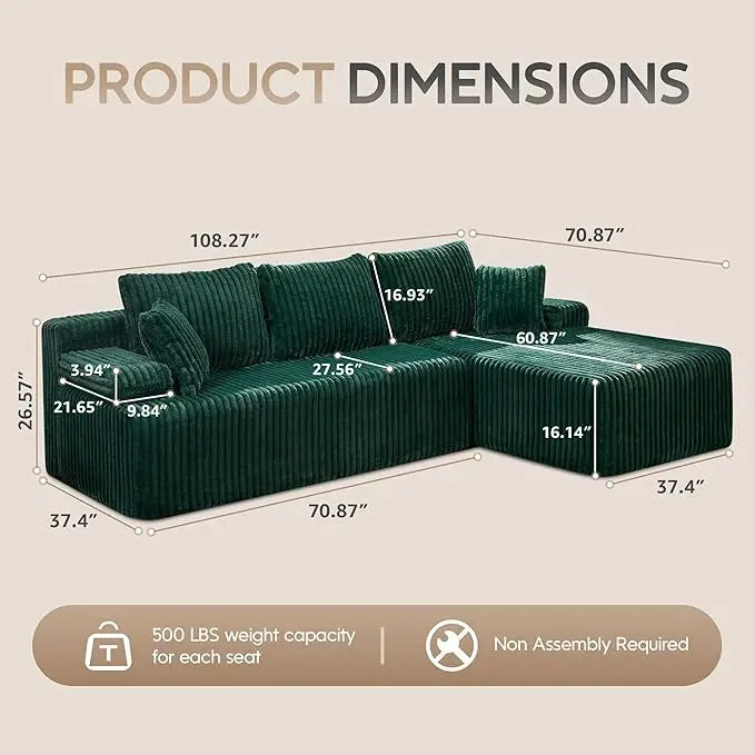 HUANZHUANG Modular L Shaped Sectional Sofa With Memory Foam