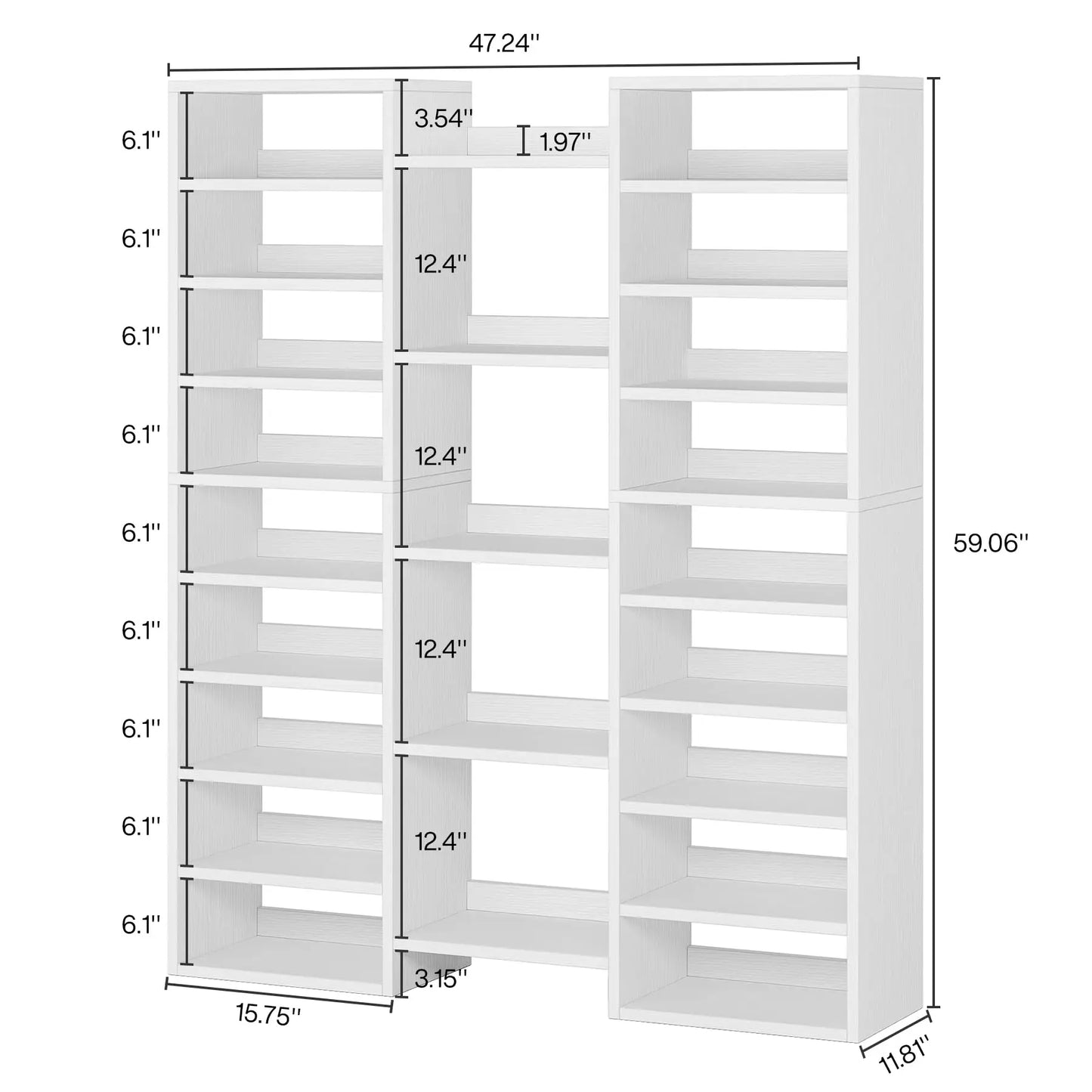 Tribesigns 14-Tier Freestanding Shoe Rack With White Painted Storage Cabinet