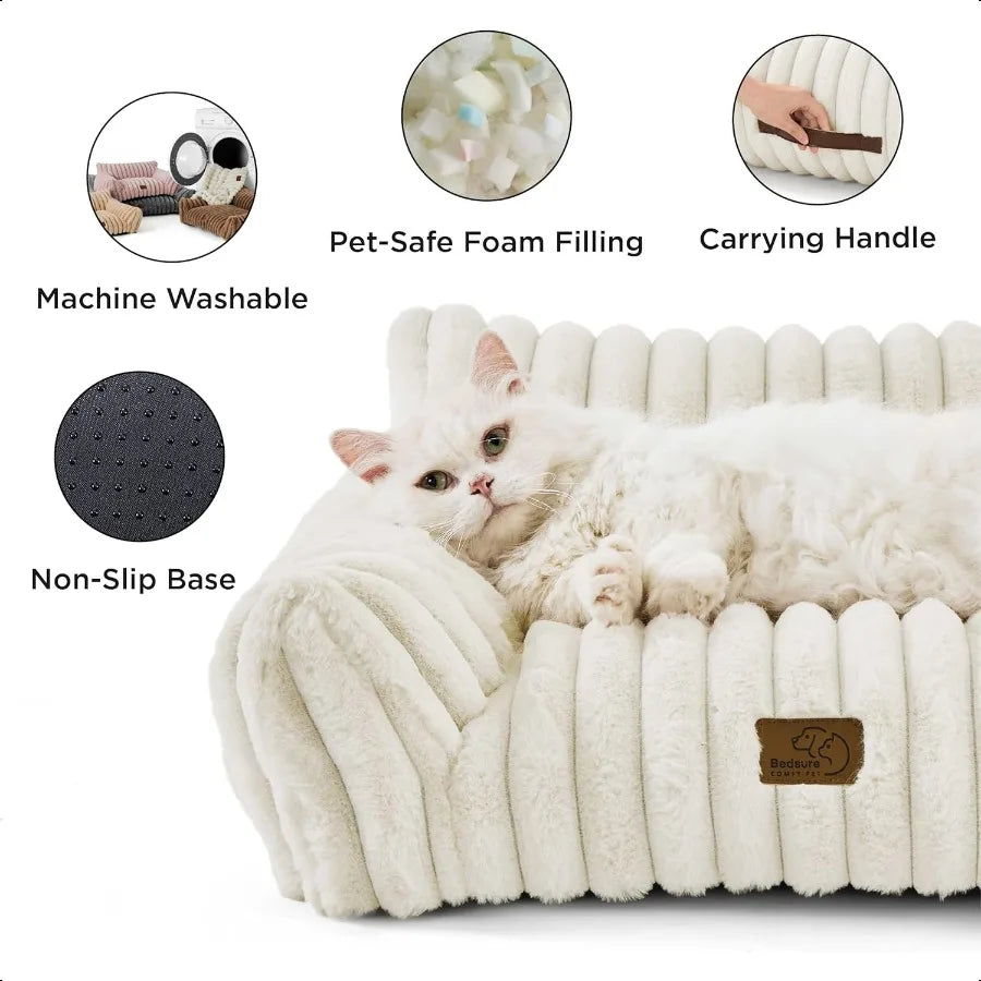CN Guangdong Cute Cat Couch Pet Bed Corduroy Fleece