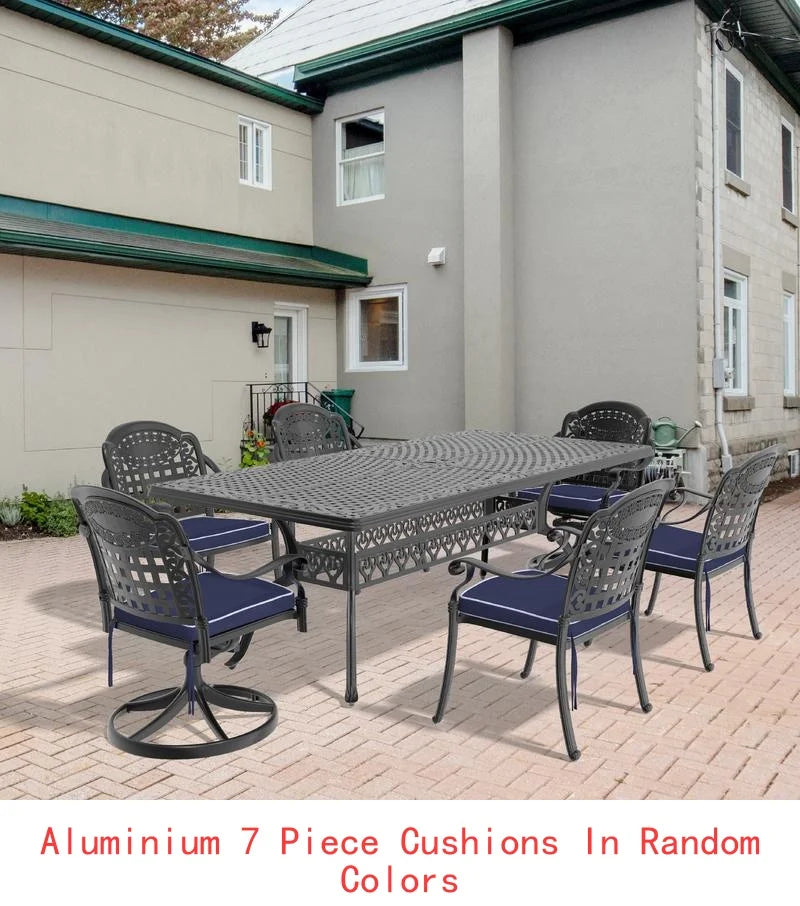 General Outdoor 7-Piece Cast Aluminum Dining Set With Swivel Chairs