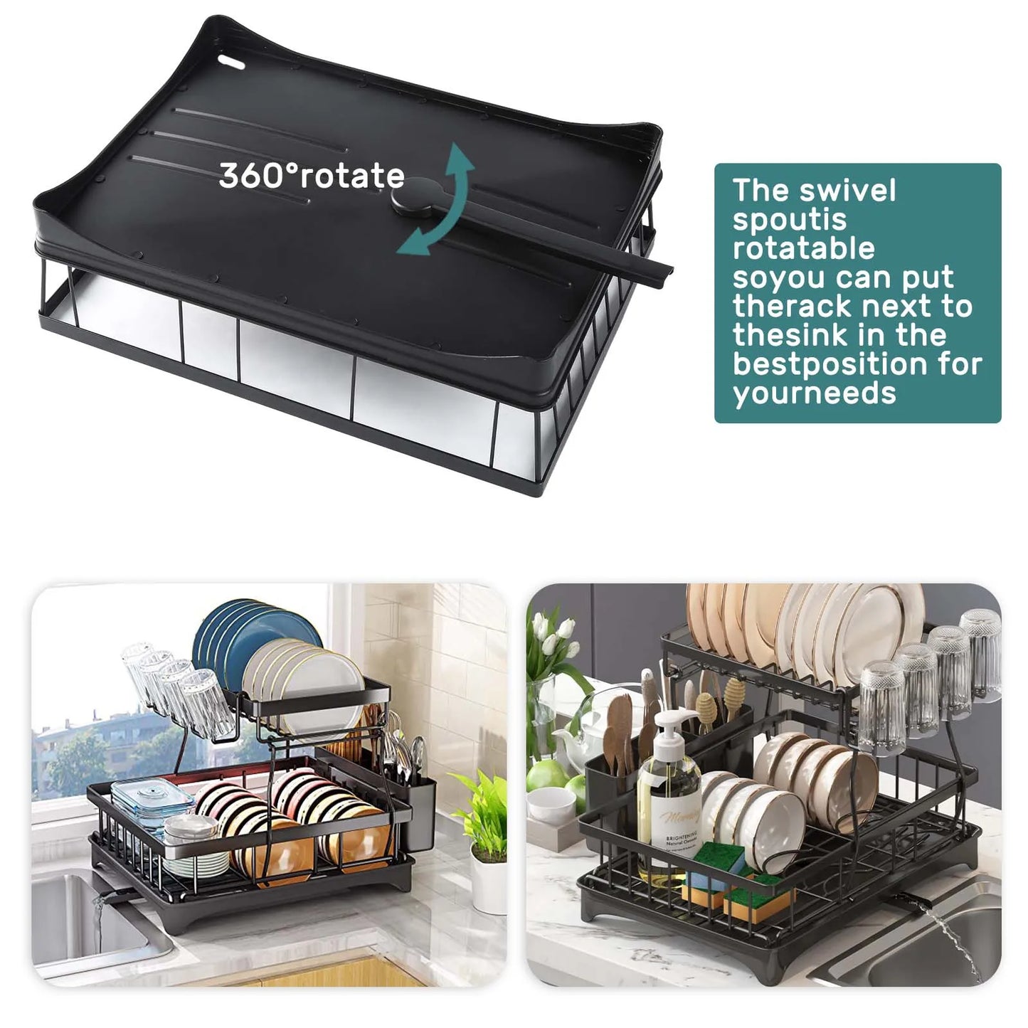 Hign-concerned Ultra TwoTier DishDryingRack For KitchenCountertop Removable LargeCapacity