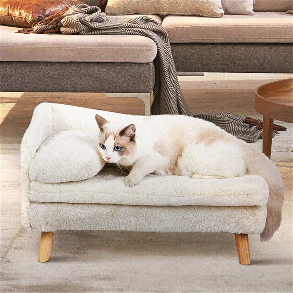 BORWARTCN Luxury Elevated Dog Sofa Bed With Wooden Legs